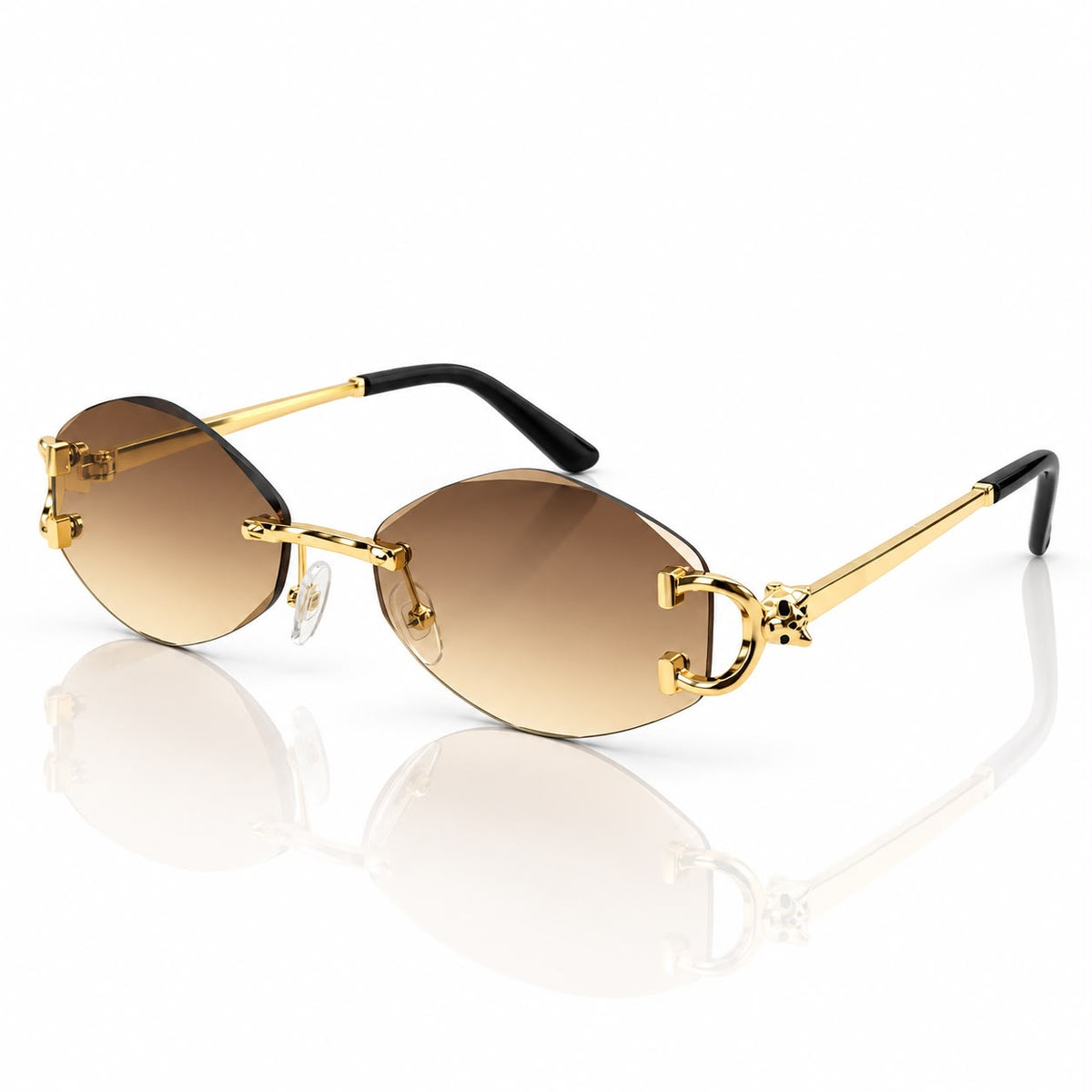 Cartier Panthers Rimless Oval Sunglasses CT0551S