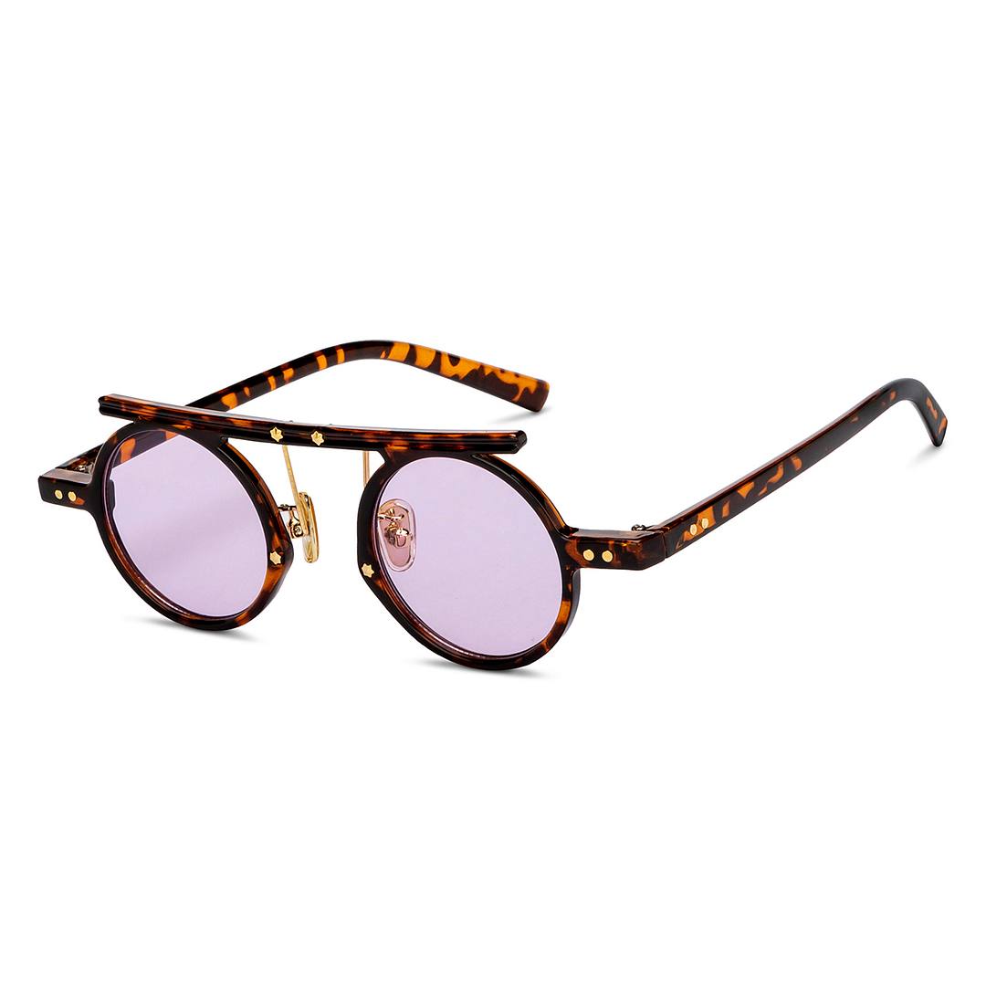Round Tortoise-Shell Double-Bridge sunglasses